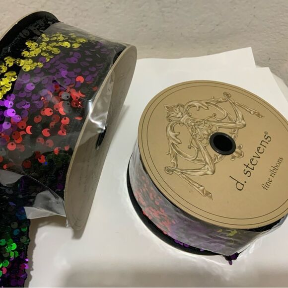 New 2 rolls D. Stevens Sequined Ribbon, 2.5"W x 10 Yards Retail $188 - Picture 7 of 12